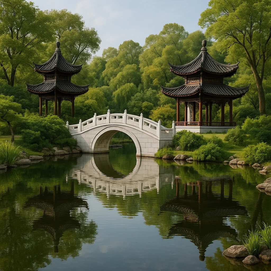 Serene Chinese Garden with a Reflective Pond