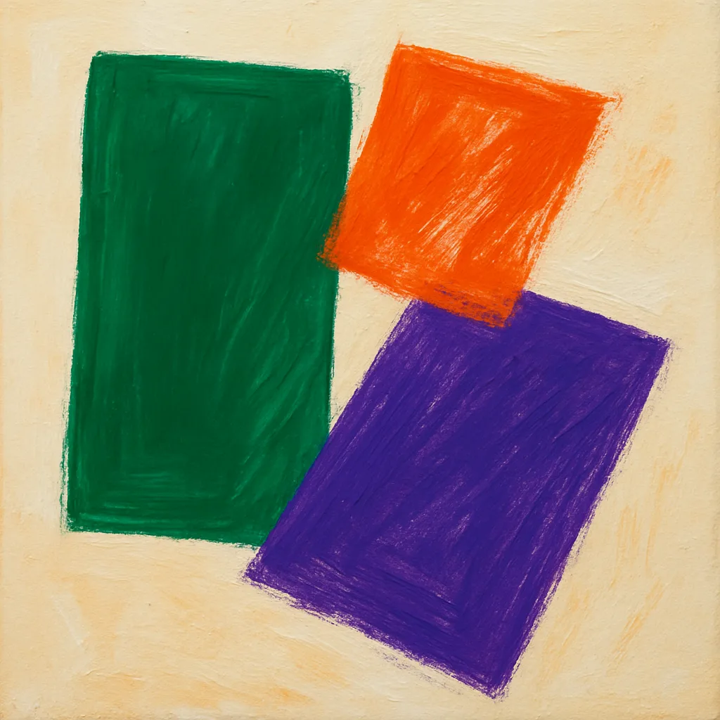 Vibrant Abstract Piece Showcasing Three Geometric Shapes