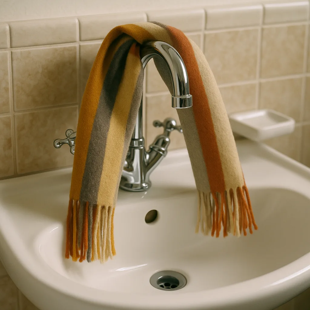 Scarf Hanging over a Faucet