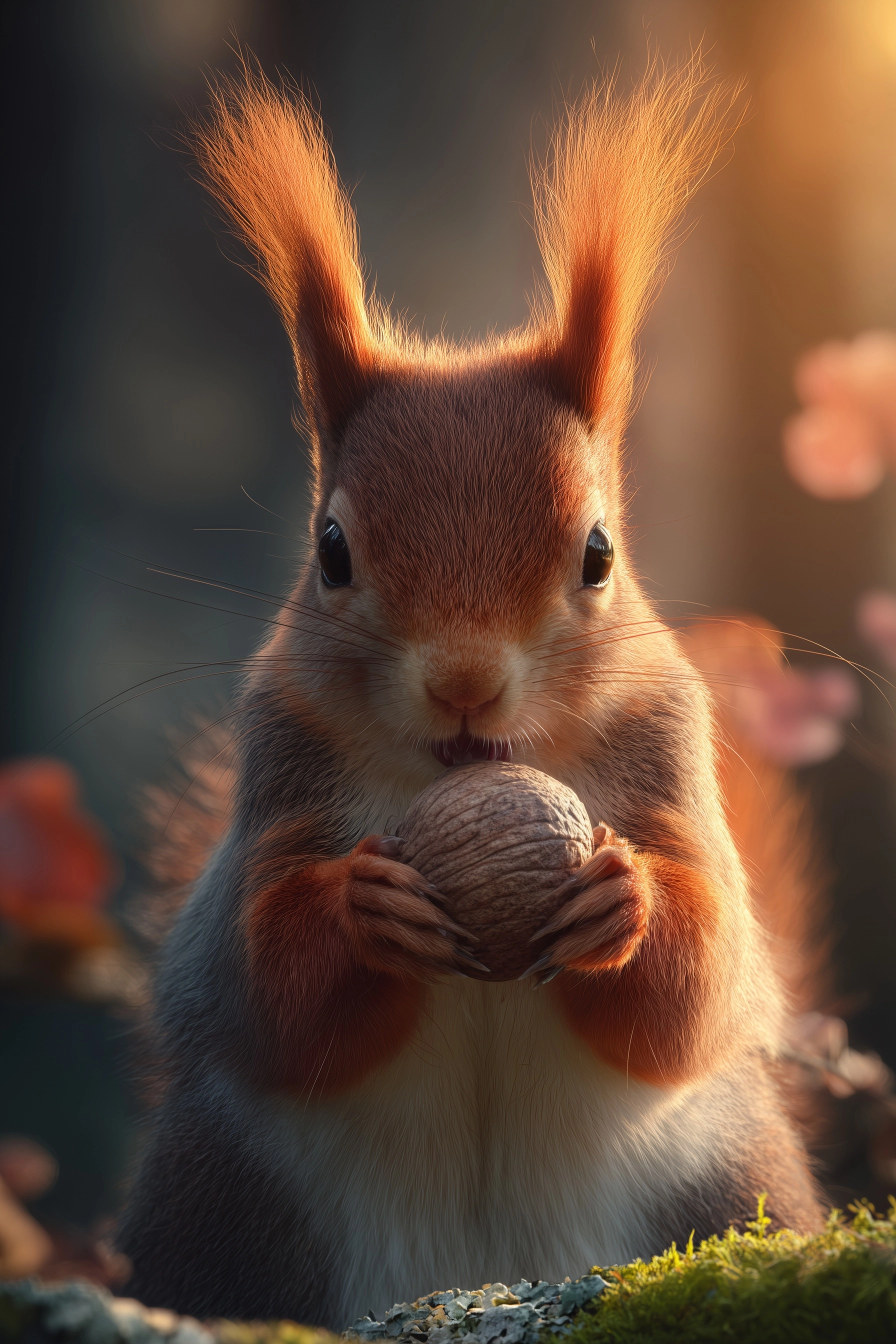 Ultra realistic wildlife photograph of a Eurasian red squirrel (Sciurus vulgaris) in its natural for