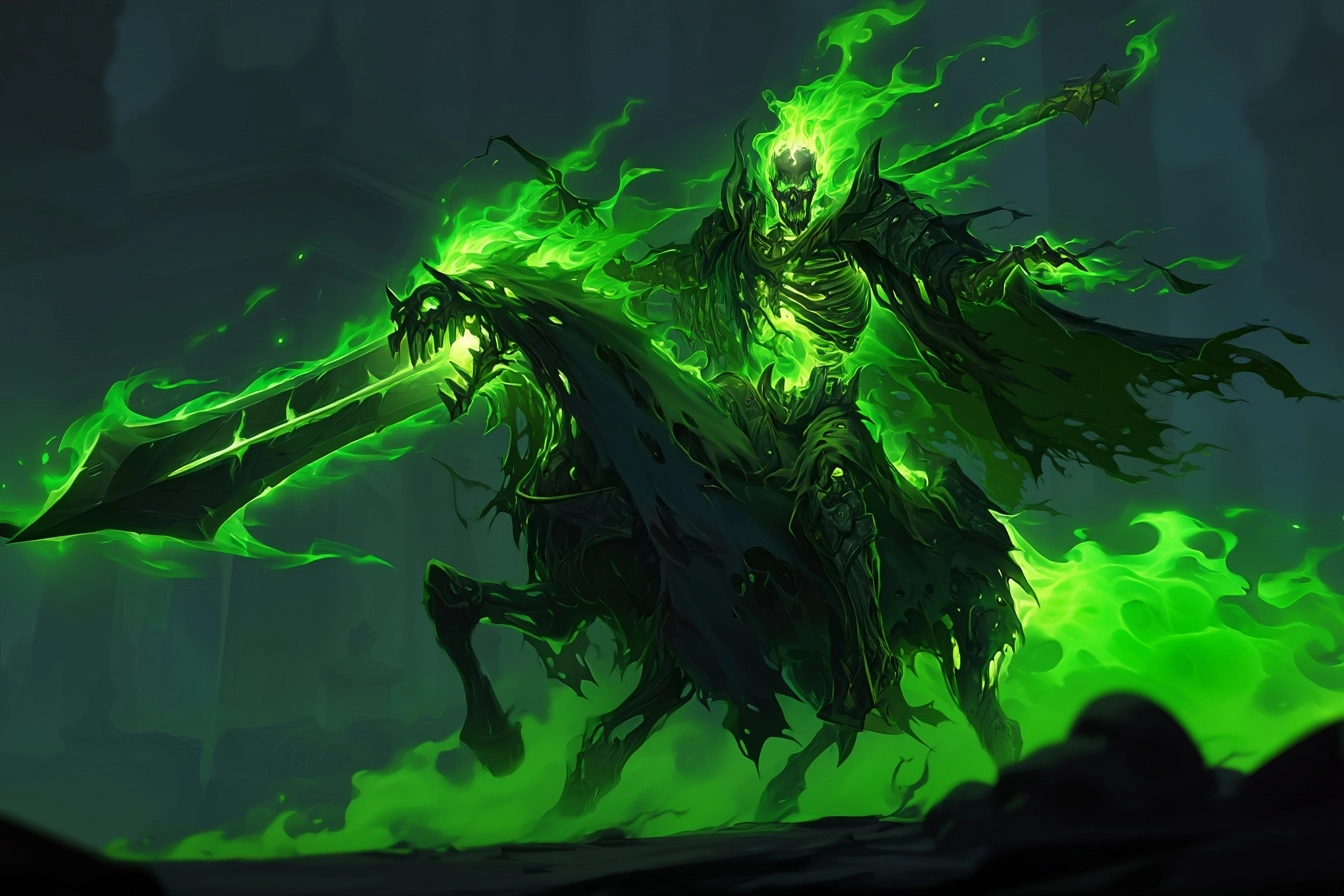 A death knight inspired from kingdom rush necromancer summon but with League of Legends champion spa