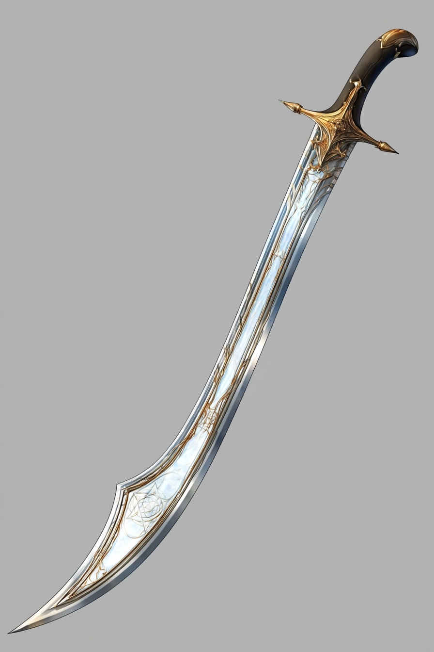 Authentic imperial shamshir scimitar, true long slender single-edged curved sword