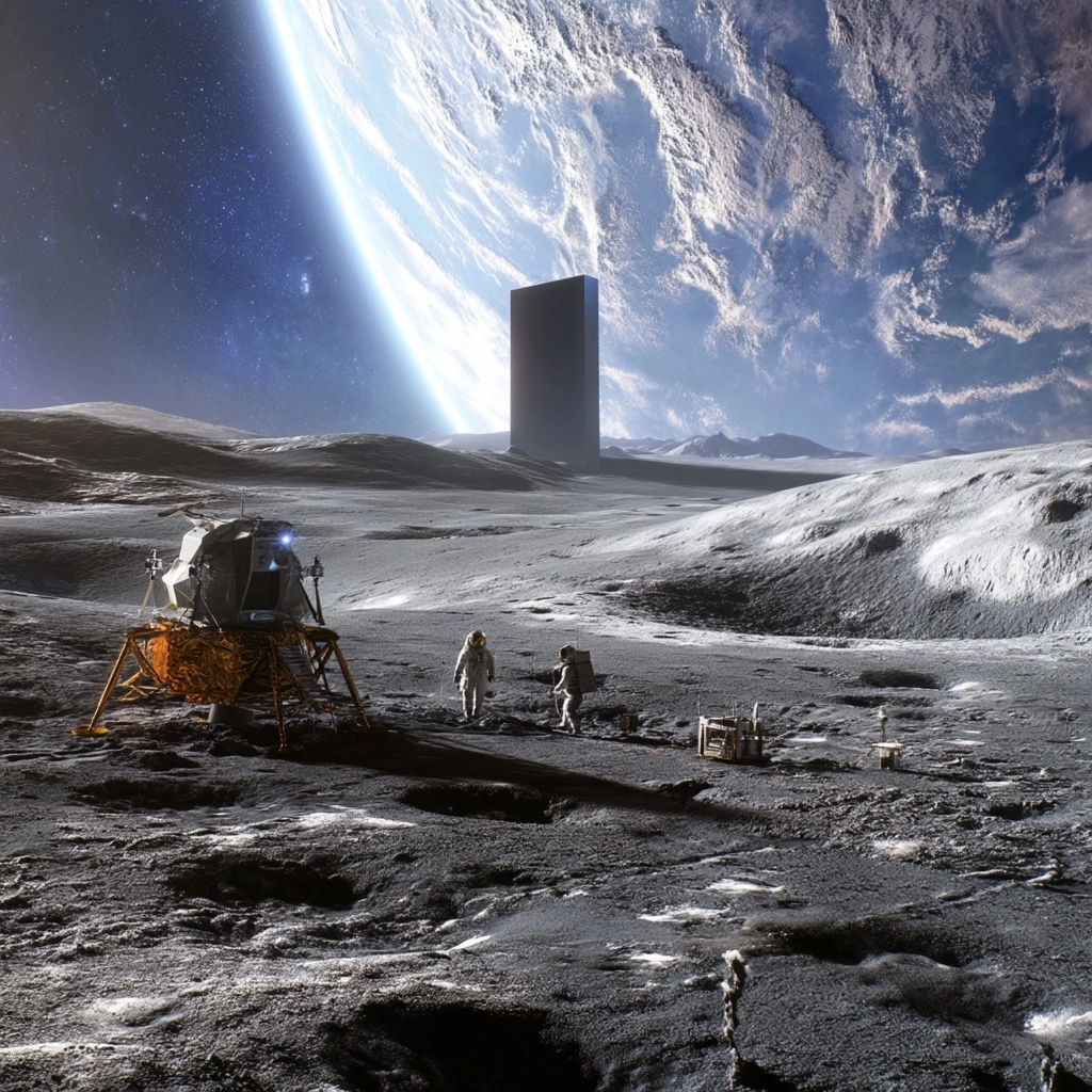 Faire une photo couleur actuelle du site lunaire d'Apollo 11 avec le Human landing system d'Artemis