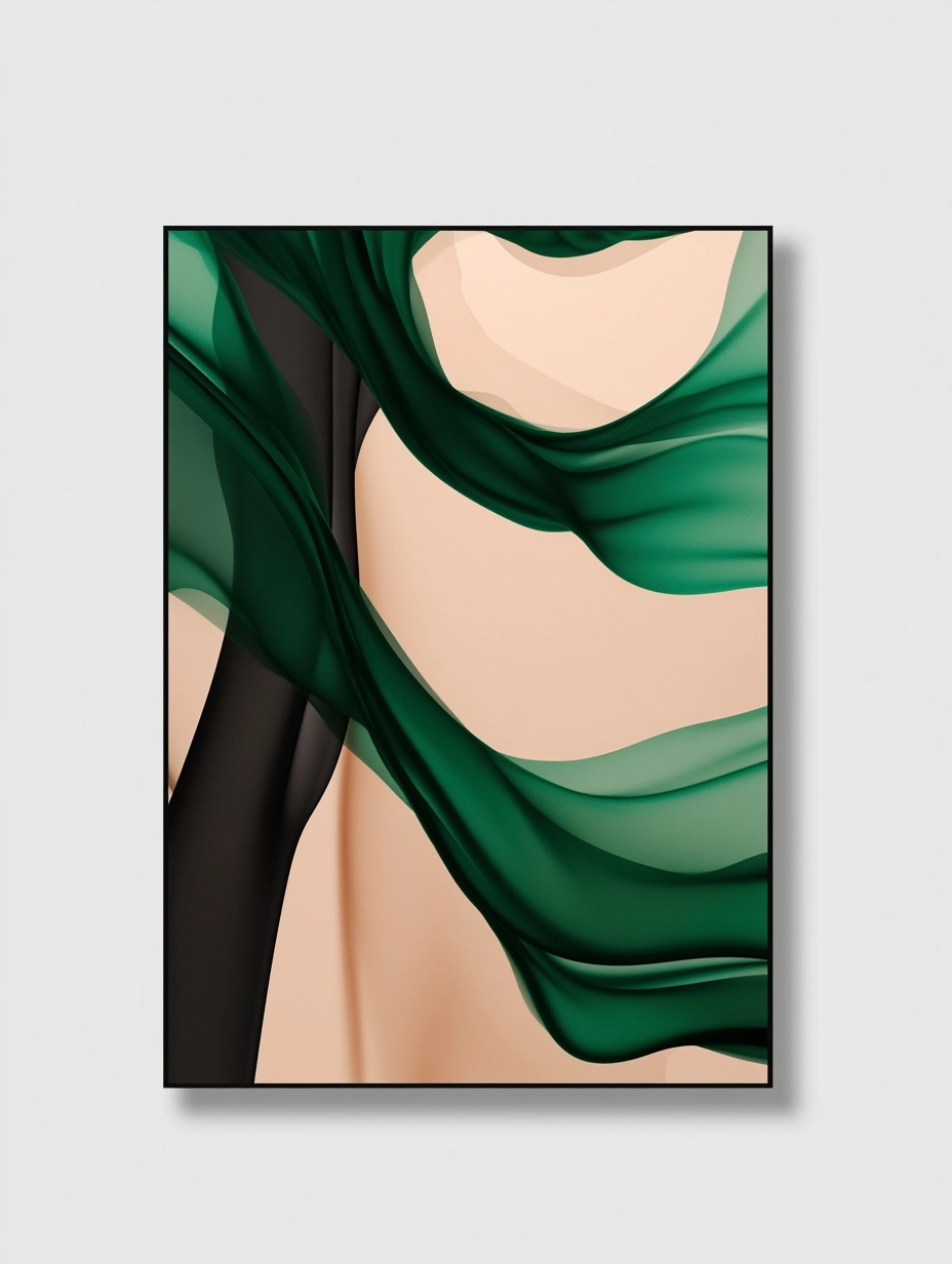 Luxury abstract fluid art composition featuring organic flowing shapes and layered movement