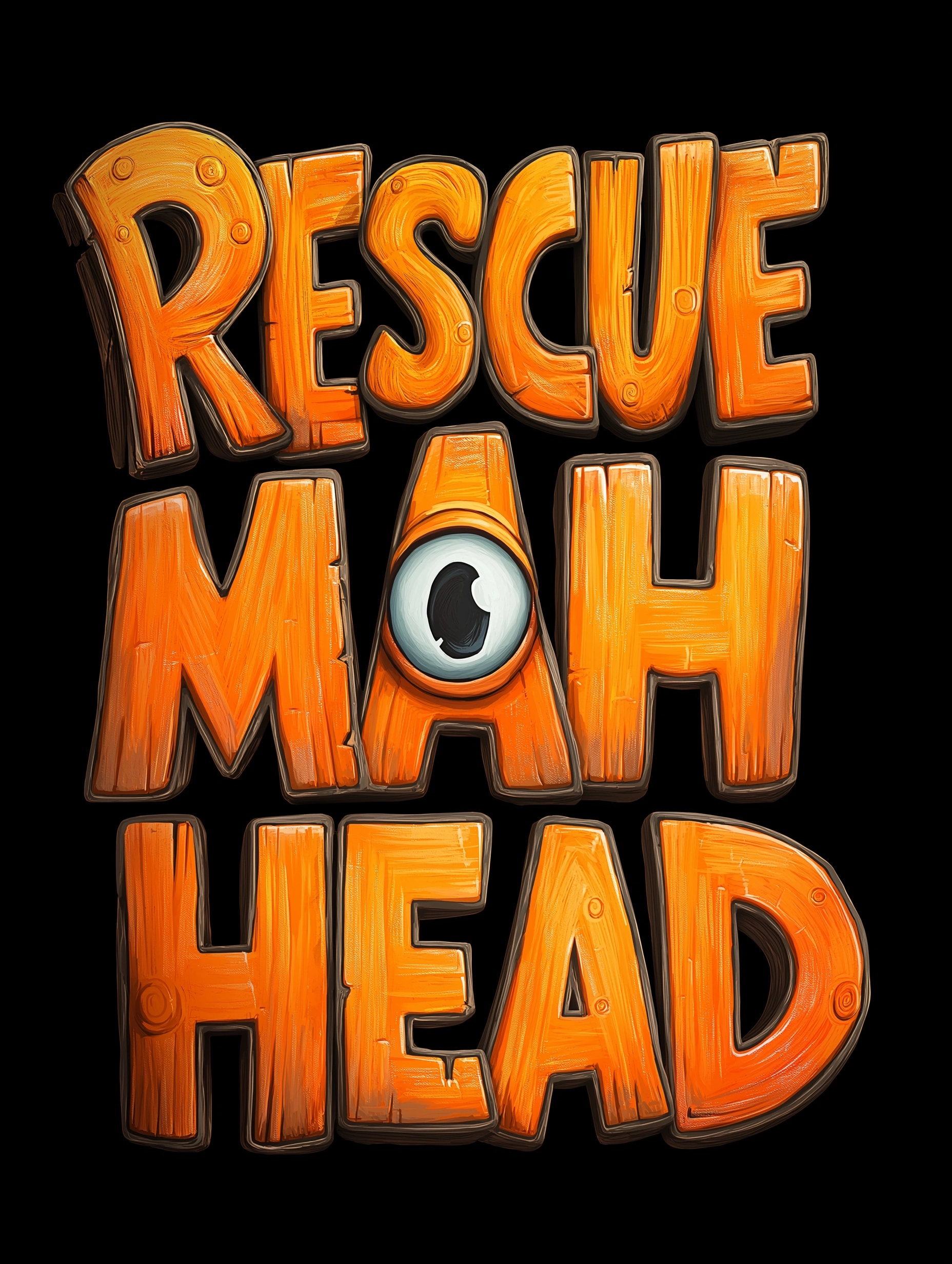 Please help me generate a title with the text: "Rescue Mah Head" , in a Texture, cartoon