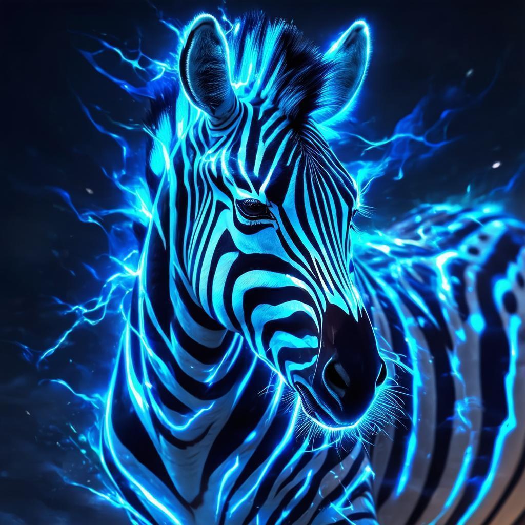 Electric Blue Striped Zebra Anime Key Visual