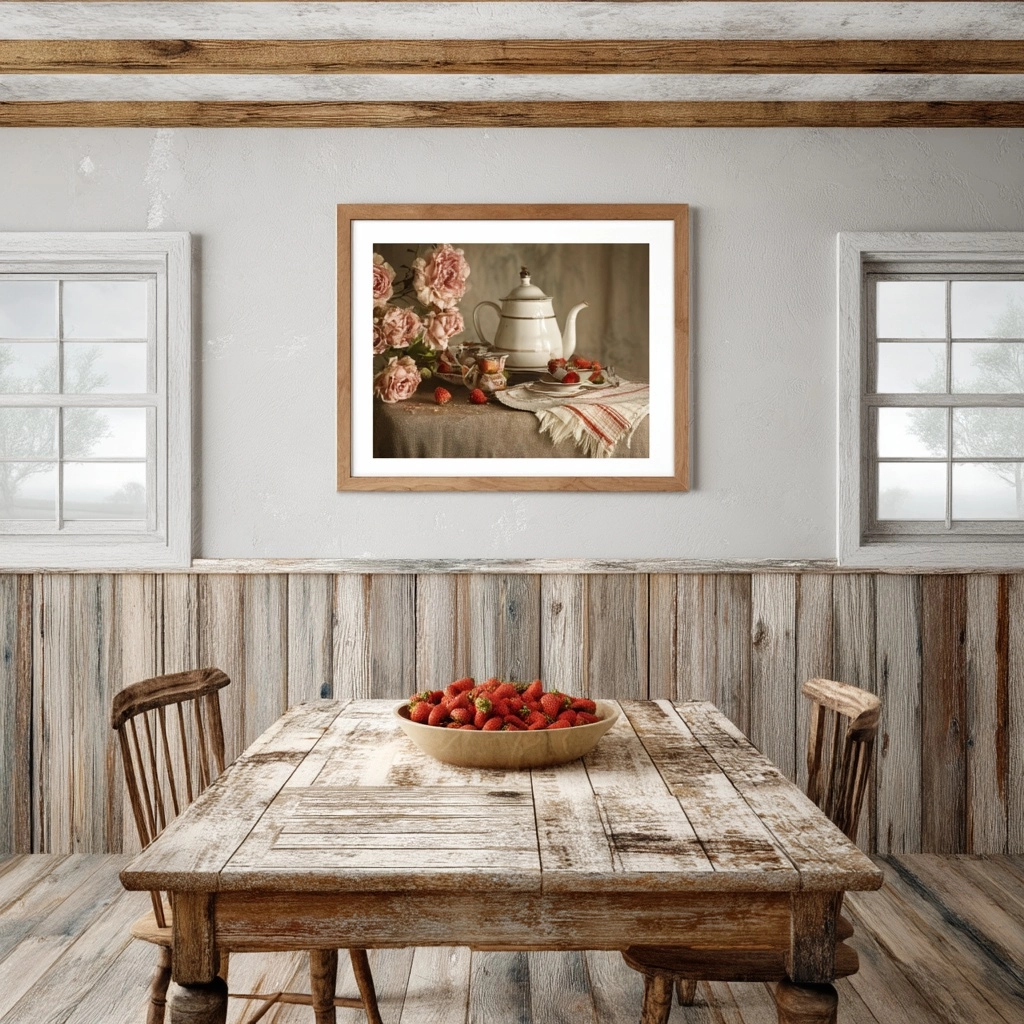 Realistic photo like in interior style magazine. Strong and even natural light of a cloudy day. Fren