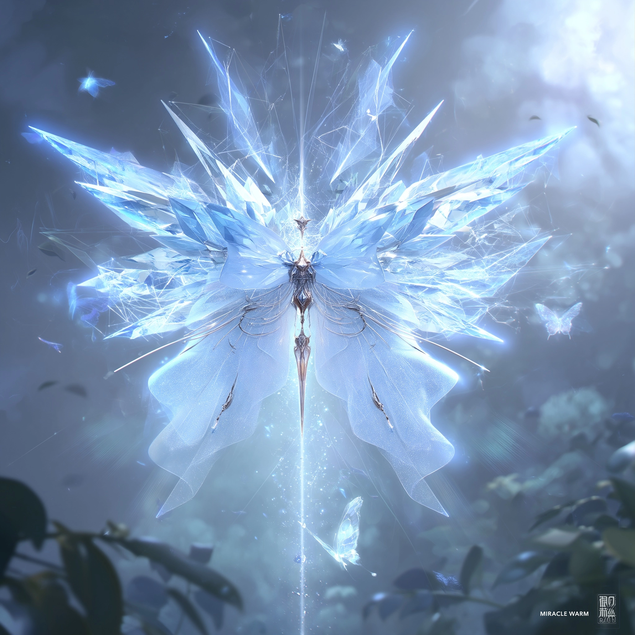 Design a back accessory for the game "Miracle Warm Warm". It features semi-transparent