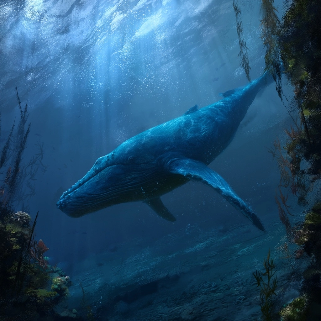 A blue whale underwater