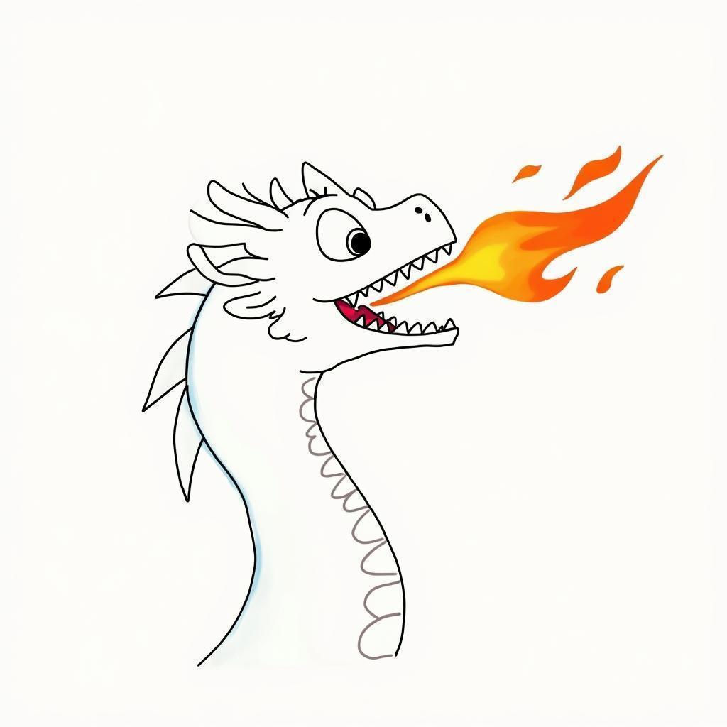 Whiteboard Dragon Head Breathing Minimalist Fire