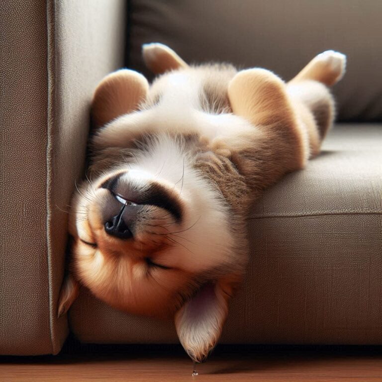 Cute Kitten Sleeping Soundly on Sofa