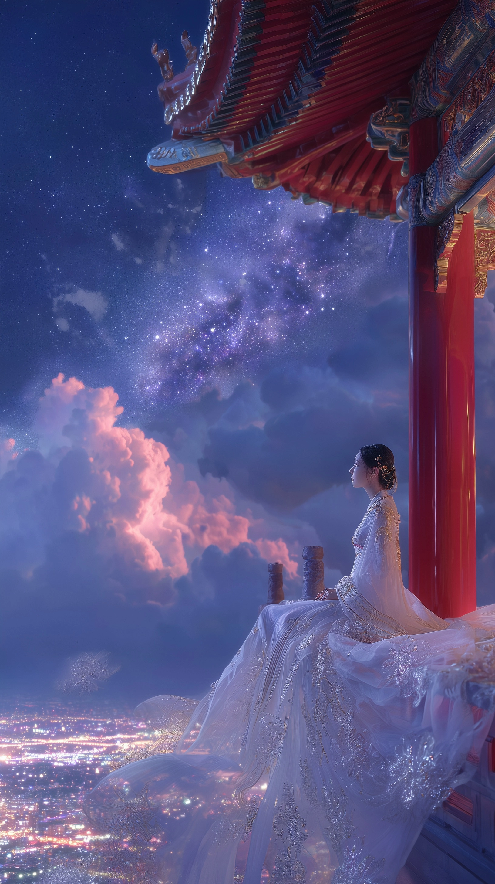 Eastern Goddess on a Palace Terrace Above the City