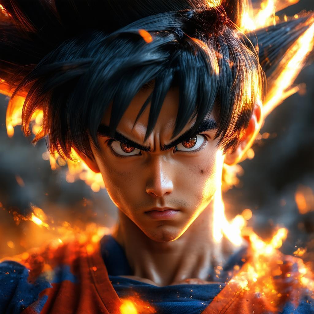 Goku Rendered as a Dramatic 3D Portrait