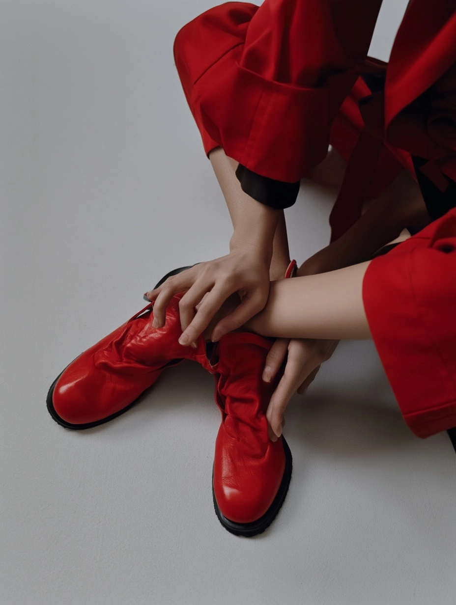 Red Leather Pumps Seen from Above