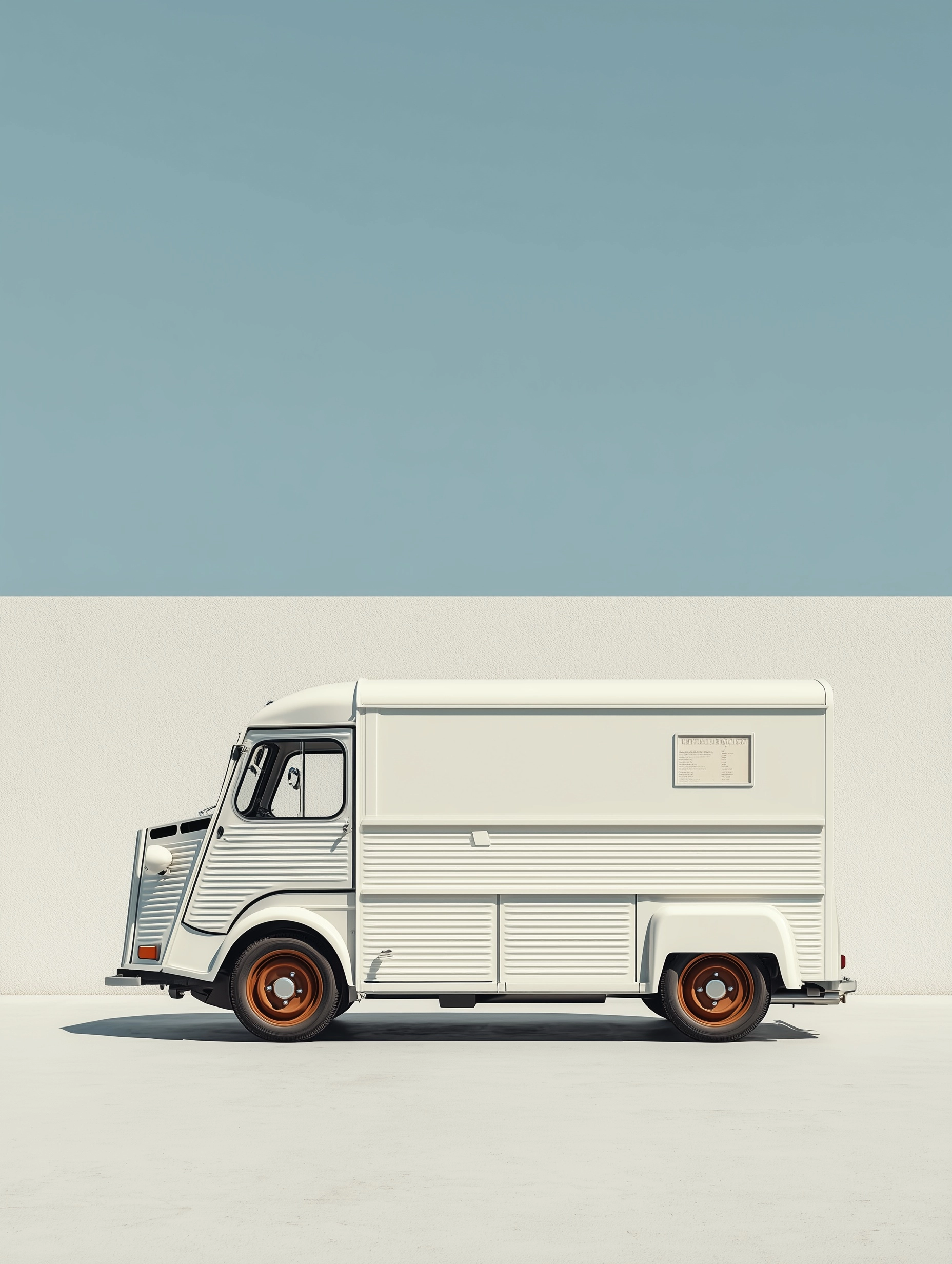 Photorealistic mockup style render of a white Citroën HY against white backdrop, wide angle