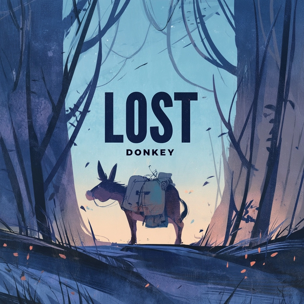The text "LOST" under it the text "DONKEY" in a bold modern font. same width. no graphics