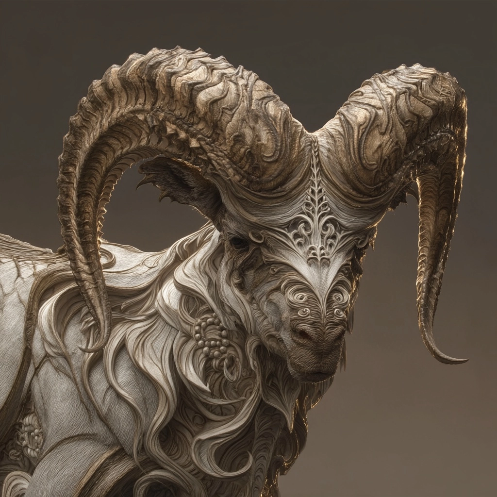 Ram mounts with curving horns