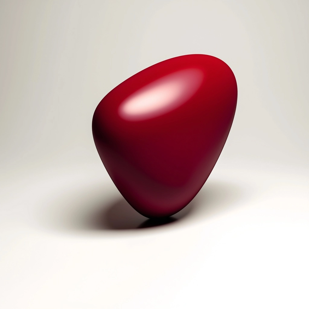 Abstract organic sculptural object, asymmetrical rounded triangular form, slim profile