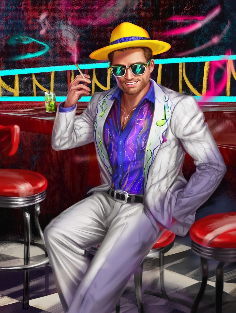 Party guy 1950s retro, rockabilly aesthetics