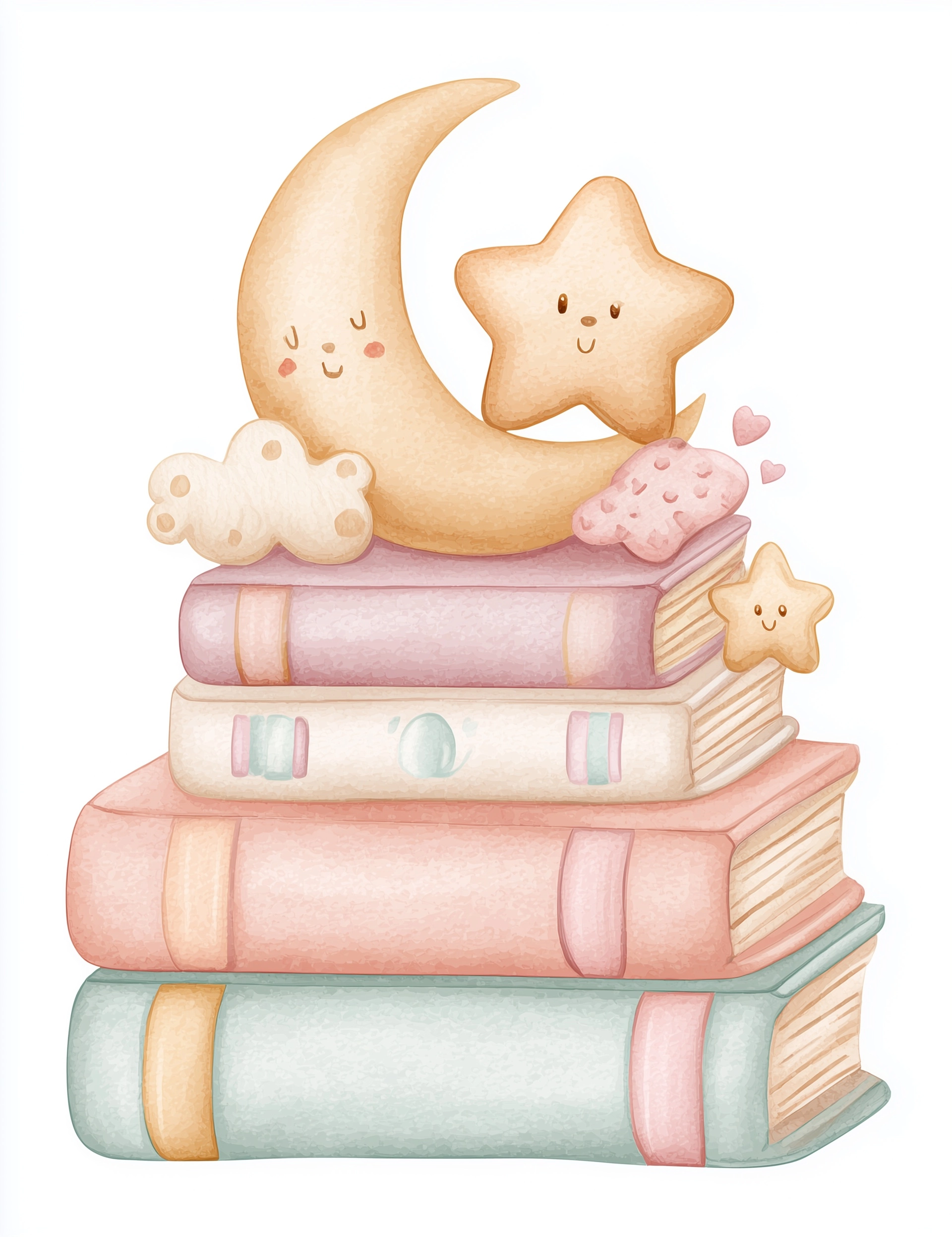 Watercolour illustration with no paper texture, colour palette is dusty pastel peach and white of a