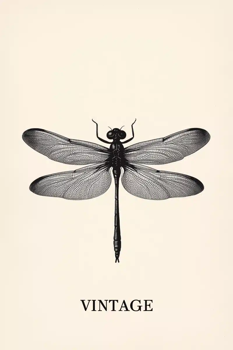 Vintage Minimalist Dragonfly Illustration 2