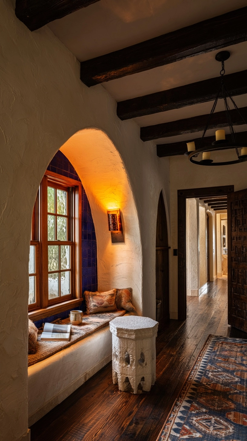 Extremely beautiful photograph of a conversation nook in a hilltop village home in the Texas Hill Co