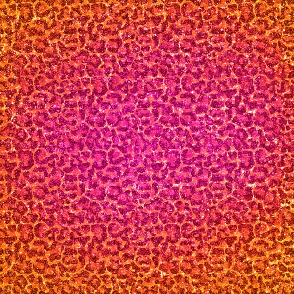 Leopard skin seamless pattern, glitter background, background with orange and pink colours