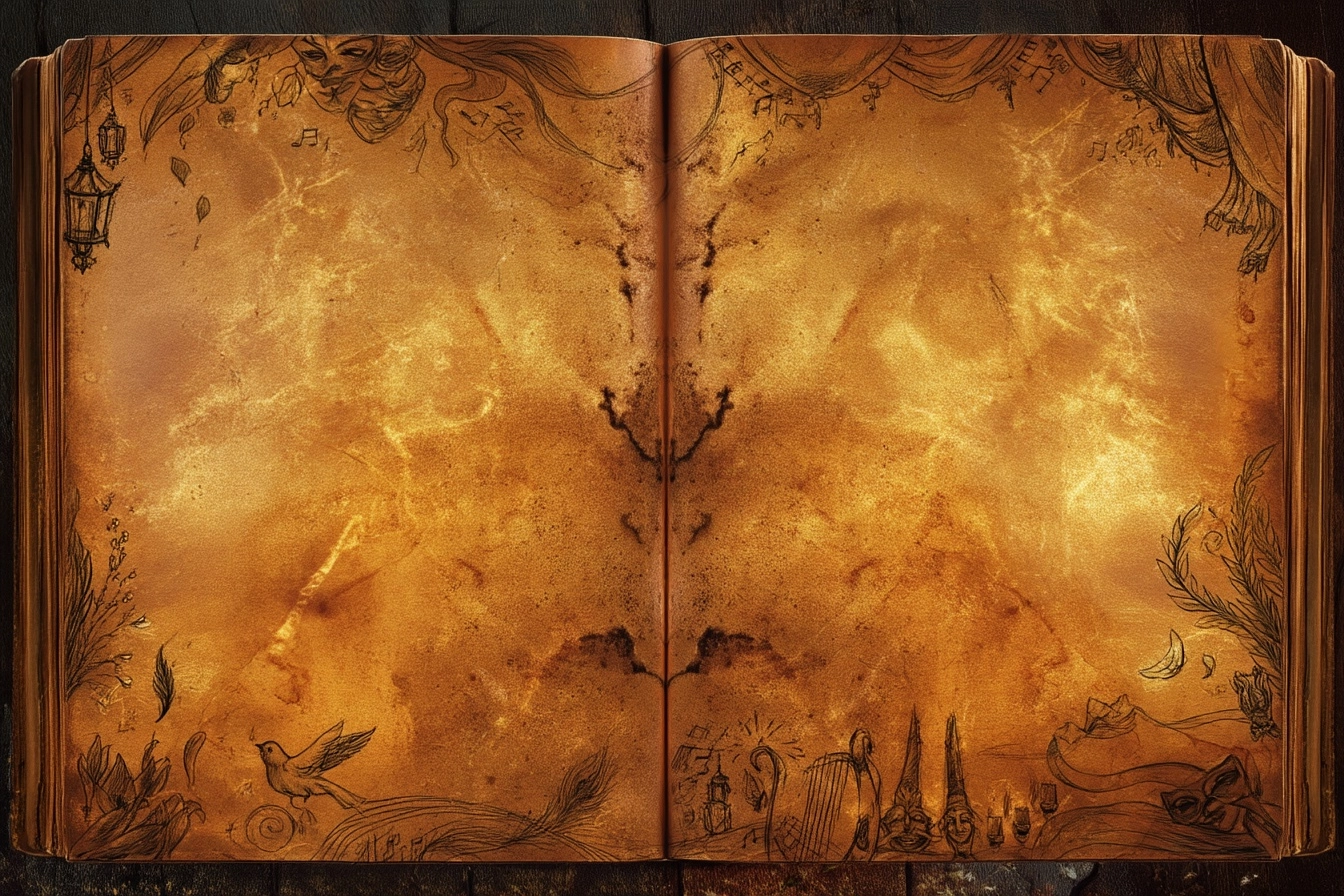 Seamless antique album paper texture, old fantasy journal page for a legendary elven bard known as t