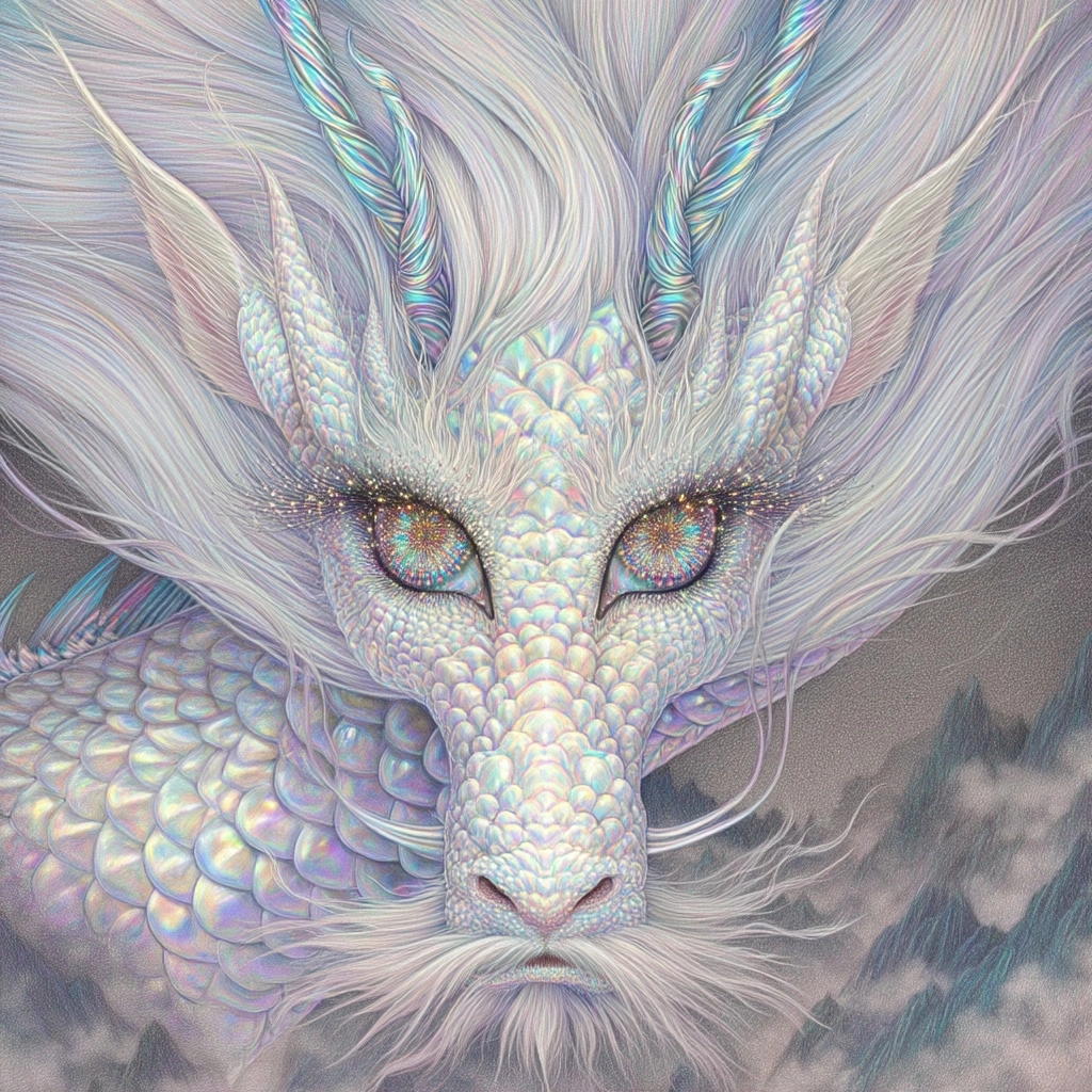 Masterful storybook illustratoin portrait of Ancient Great-Grandfather Dragon: A serene fantasy Asia