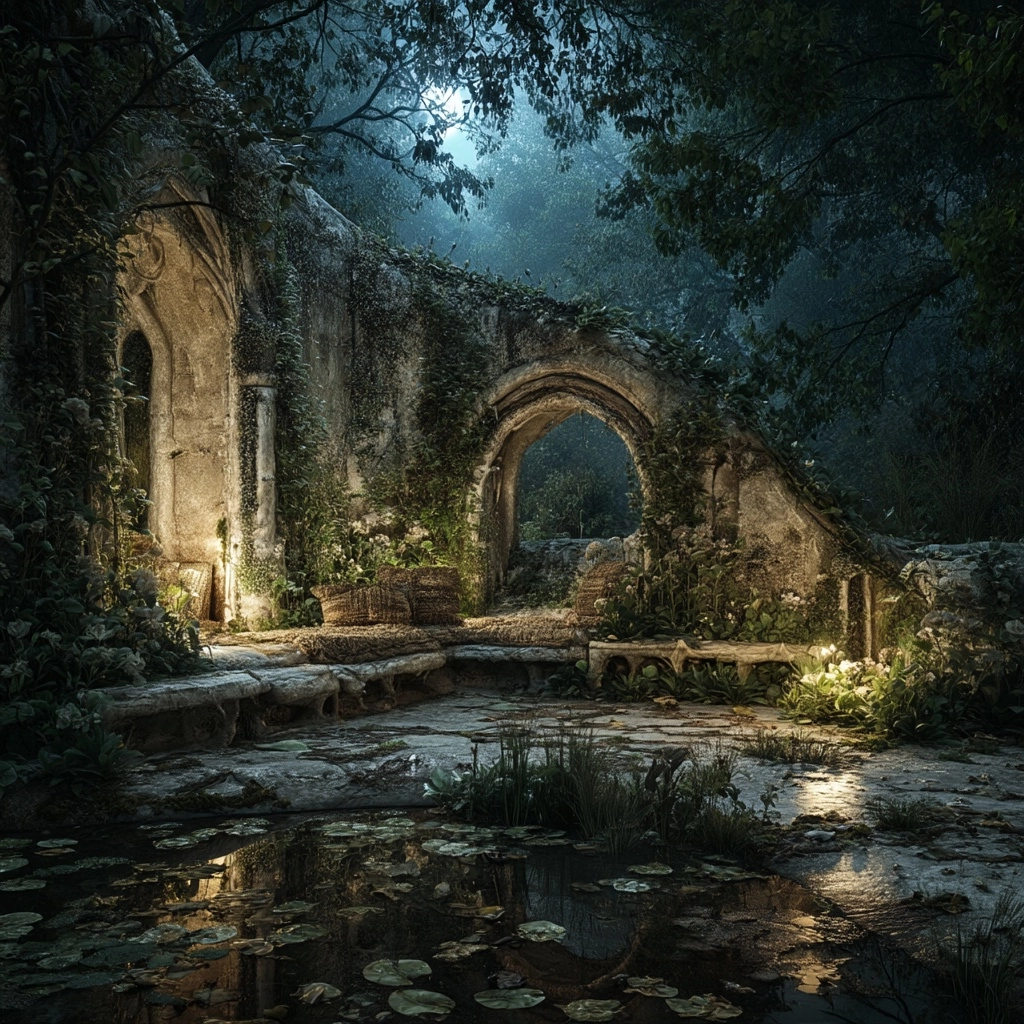 Refined garden terrace of a high-status individual in an undeveloped civilization