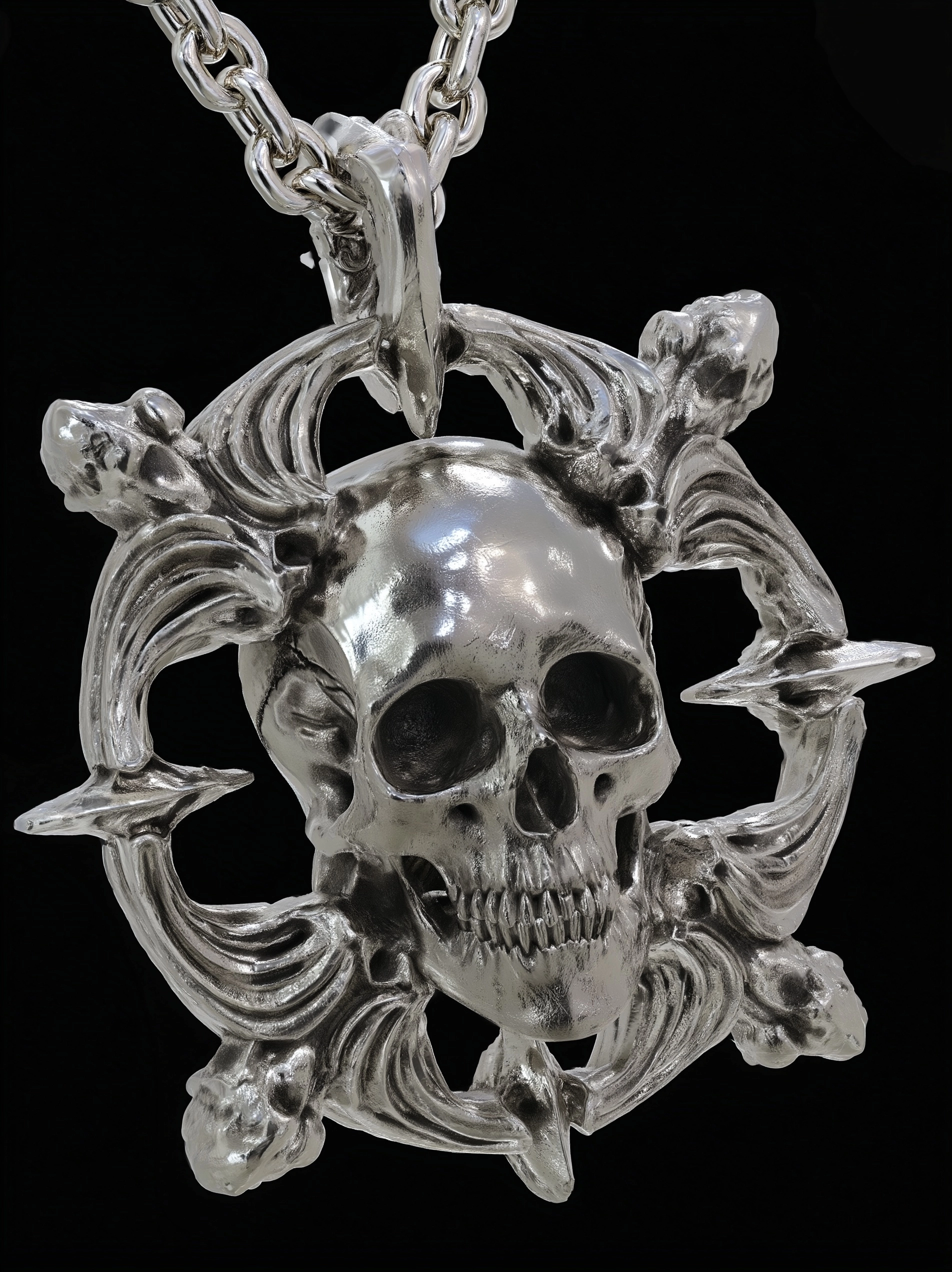 A fine jewelry pendant, chrome hearts inspired, 3d model, avant garde