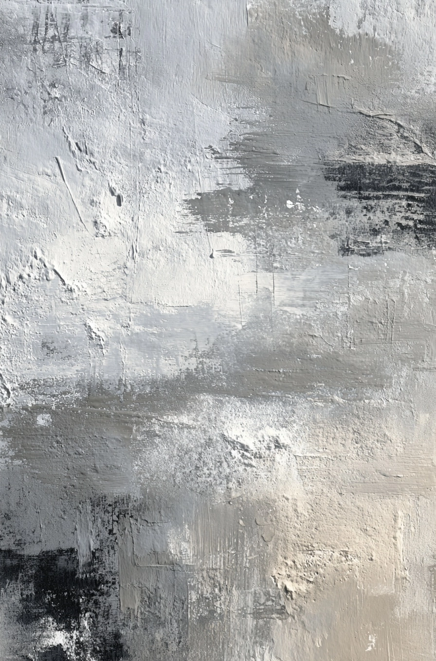 Abstract grays and blacks, textured brushstrokes, monochromatic palette, soft edges