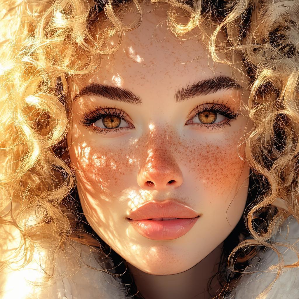 Freckled Blonde Portrait in Elegant Editorial Lines