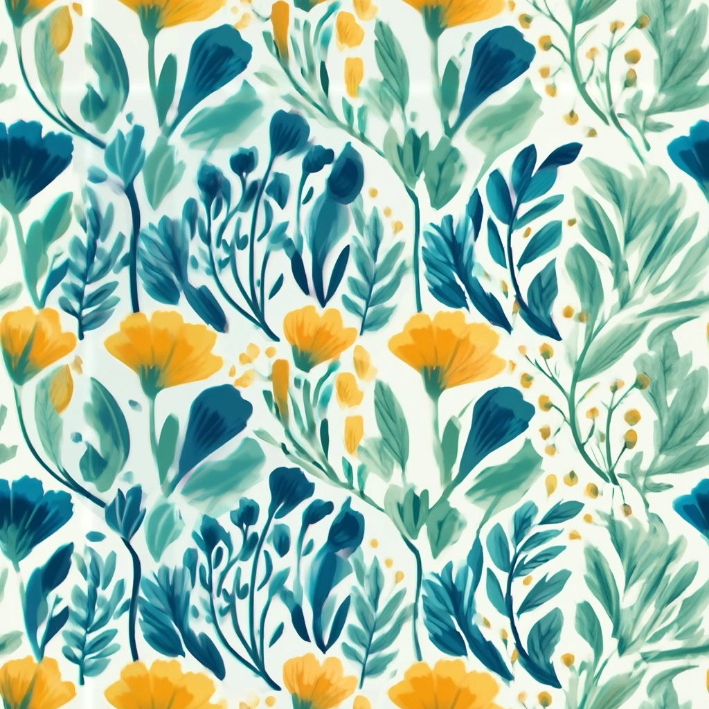 Botanical flowers, simple vector style, more space between objects, use these colours #5386A6