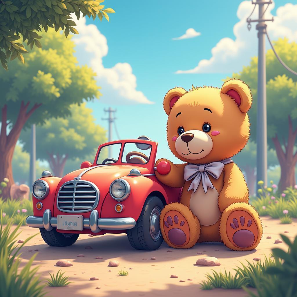 Teddy Bear and Toy Car in Dreamland