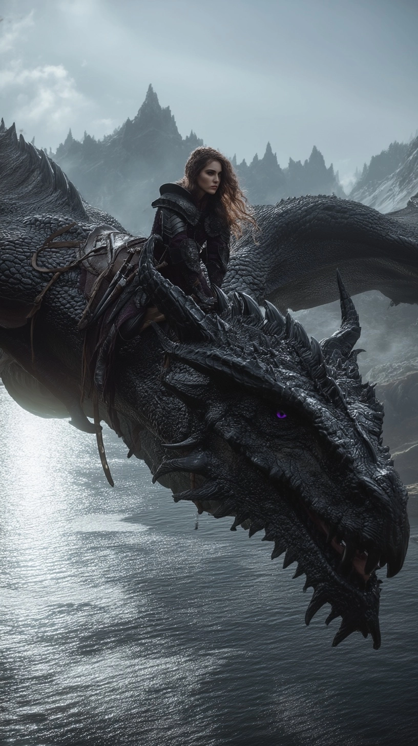 In a hyper-realistic full-body photo of a female warrior with fair skin, wavy brunette hair