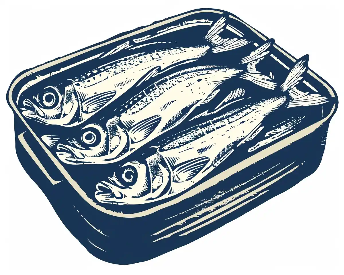 Linocut Sardines In Blue 2