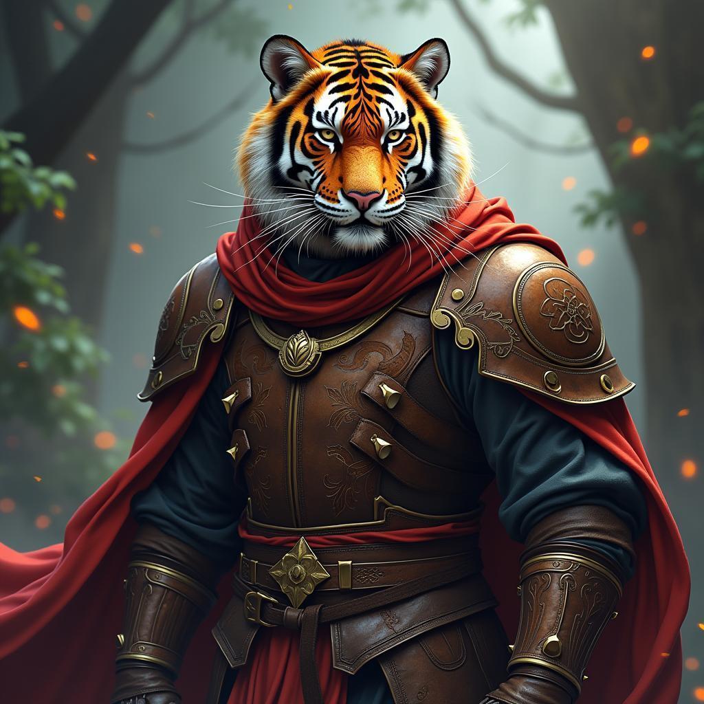 Tiger Earth Sorcerer in Detailed Leather Armor