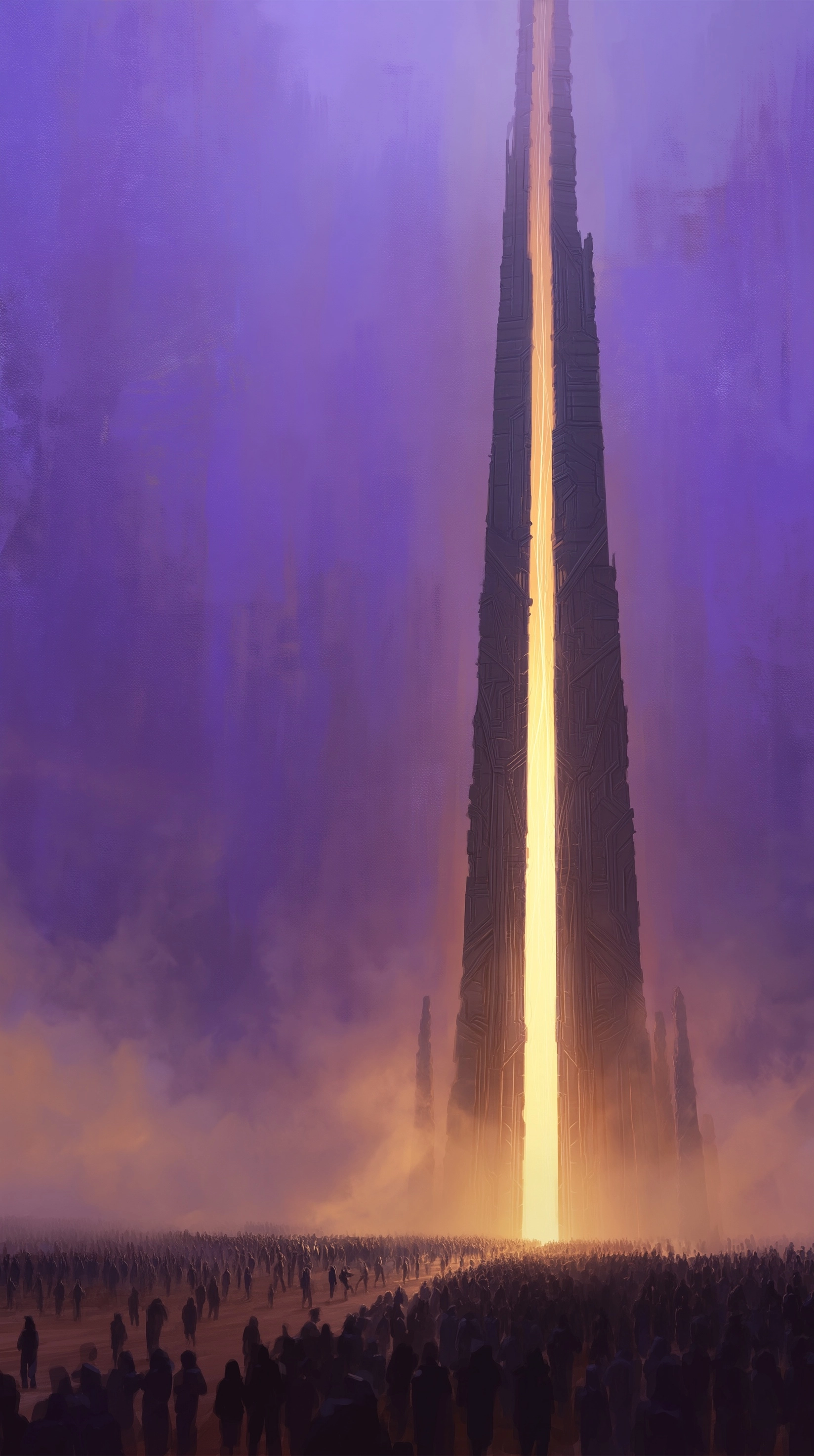 Portrait orientation (9:16). Concept art reference for a mobile game background. A vast CLEARING in