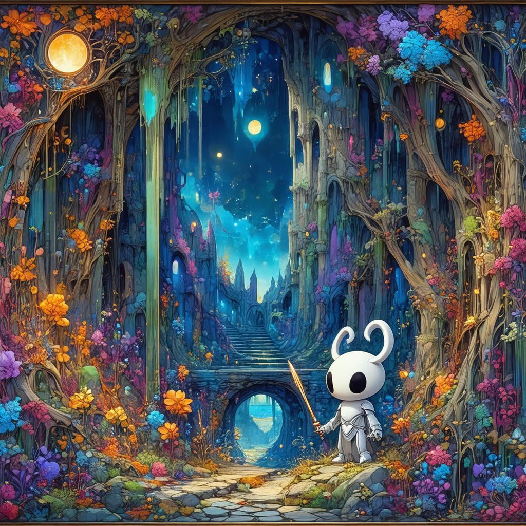 Hollow Knight as a Titan in Fresco