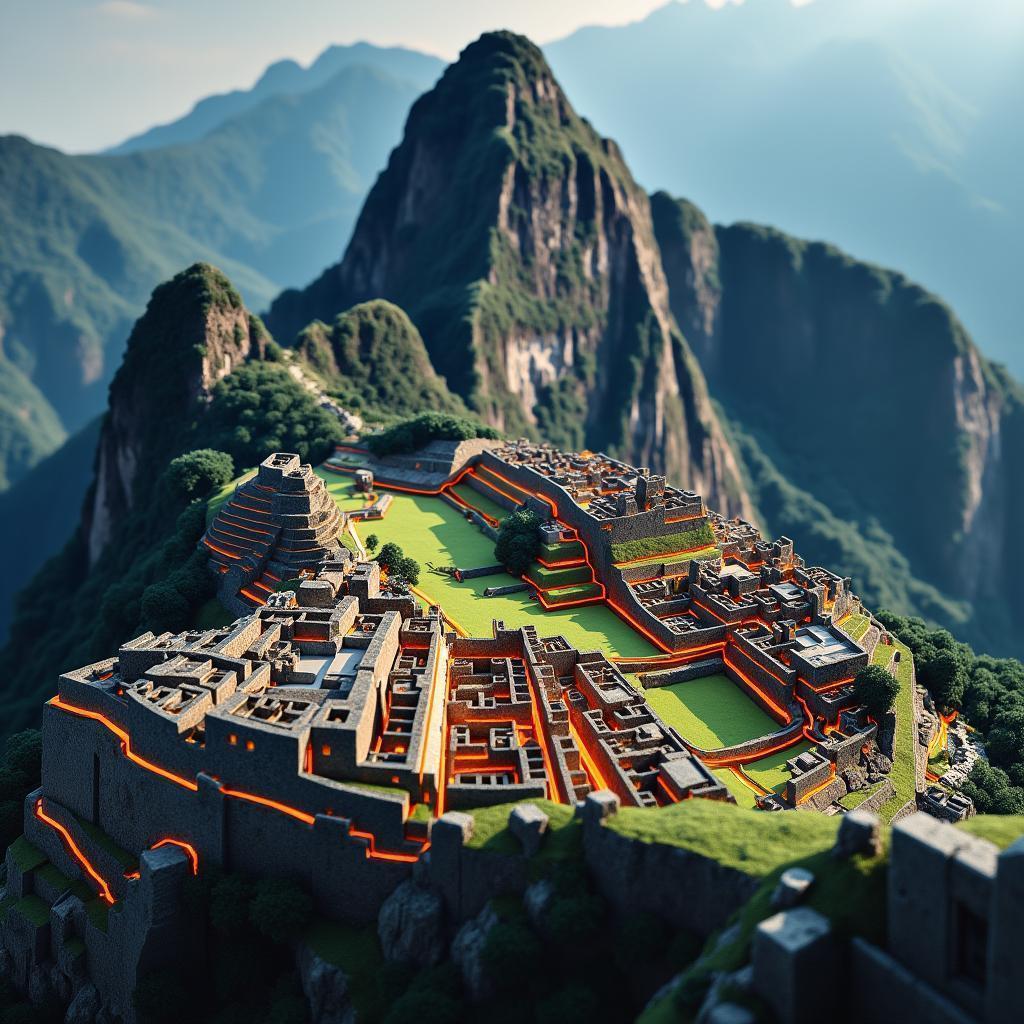 Machu Picchu Reborn With Glowing Future Tech