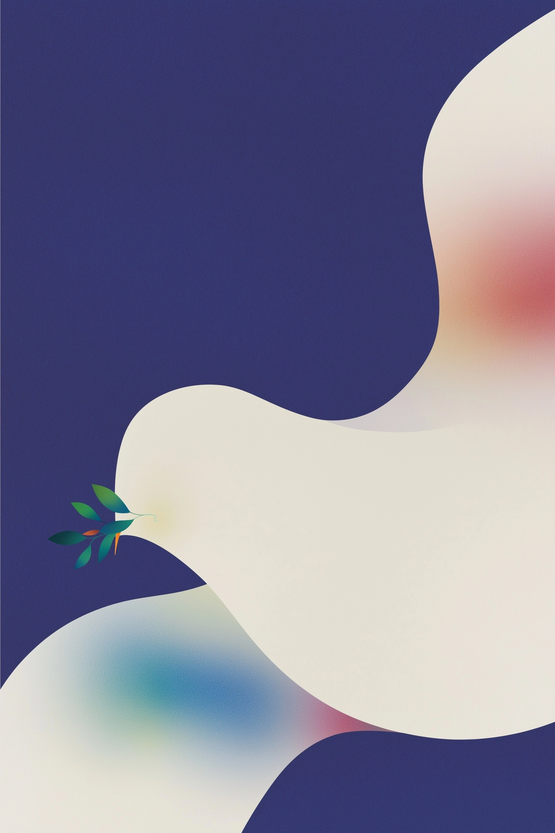 Illustrazione minimalista e stilizzata di una colomba della pace bianca