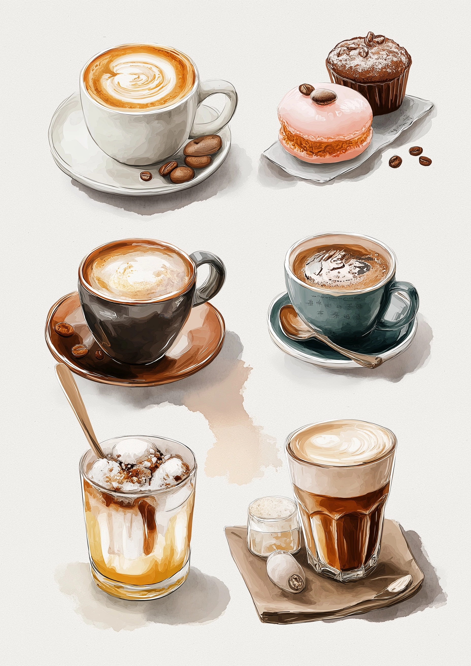 Poster of coffee menu in watercolour