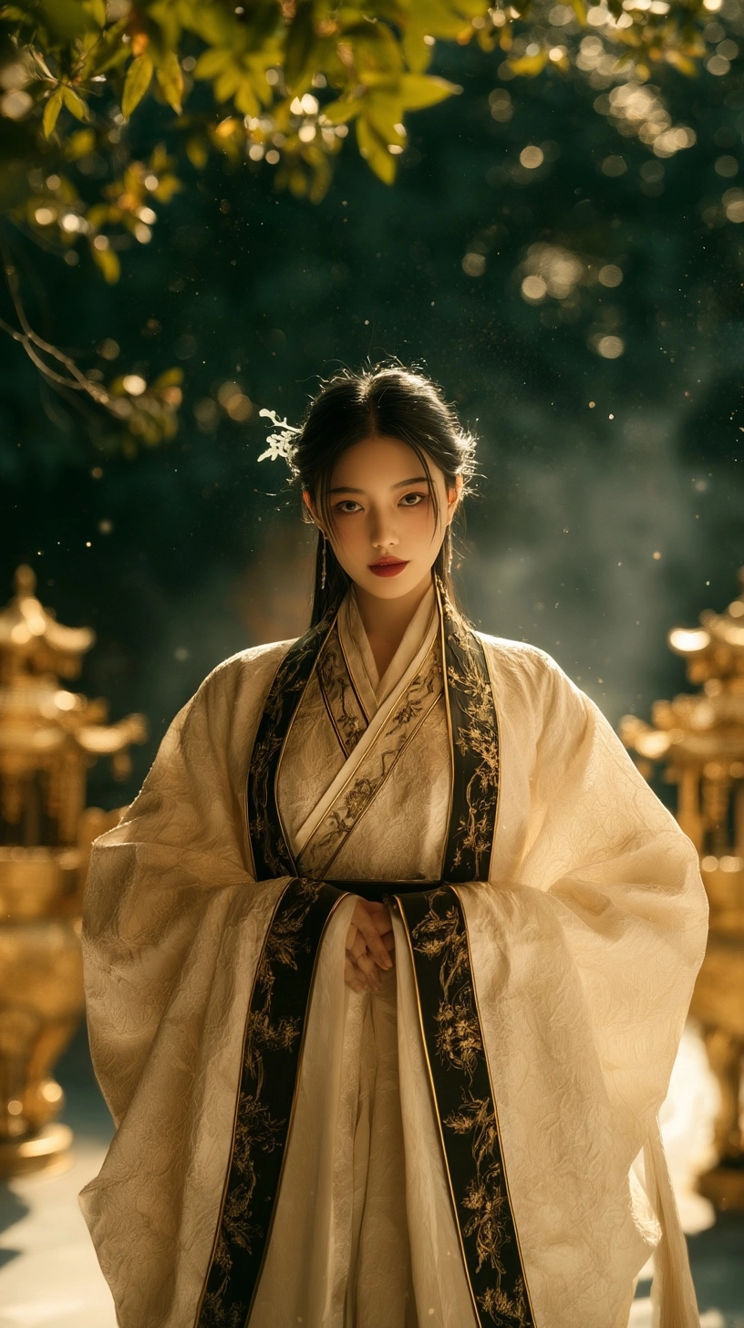 Exquisite Chinese ancient ethereal aesthetic, perfect cinematic lighting with volumetric golden glow