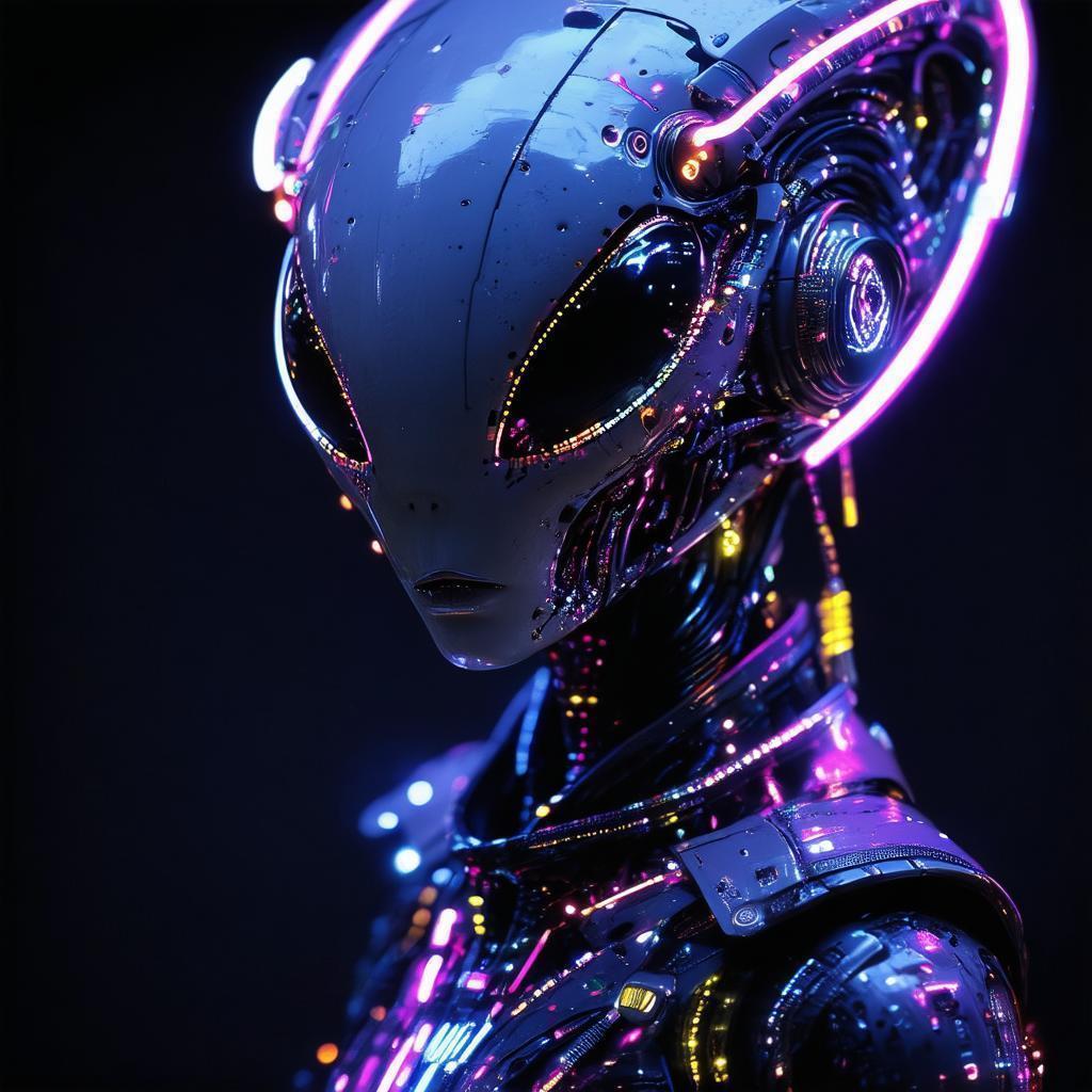 Xenon Alien Machine Face in Neon Symmetry