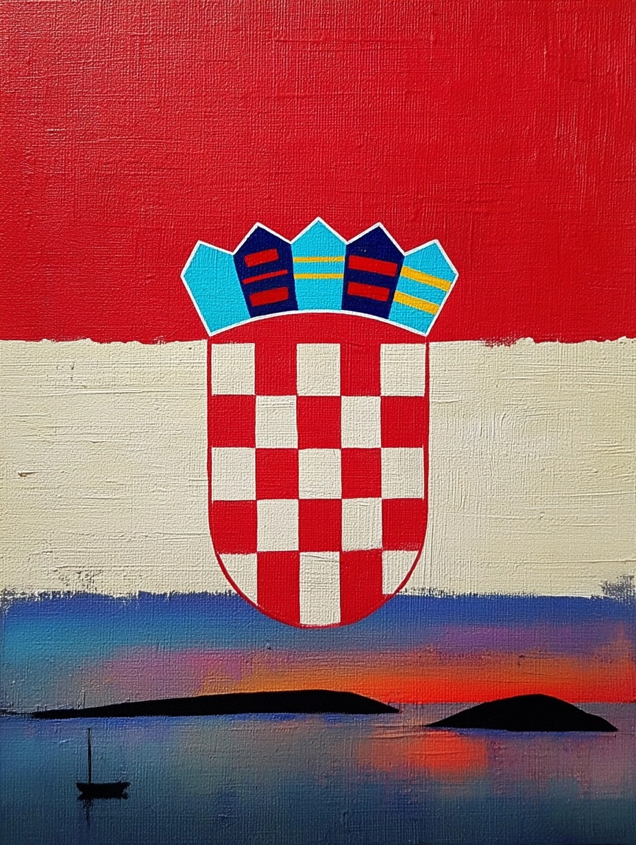 Croatia flag and islands