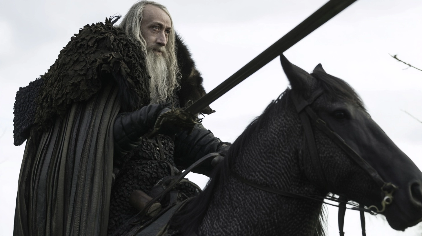A mighty warrior riding a horse