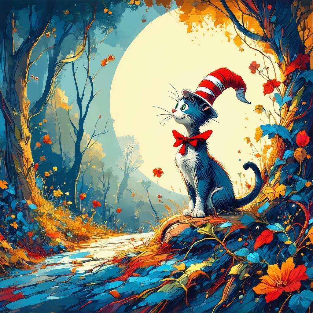 Cat in the Hat With Art Nouveau Flair