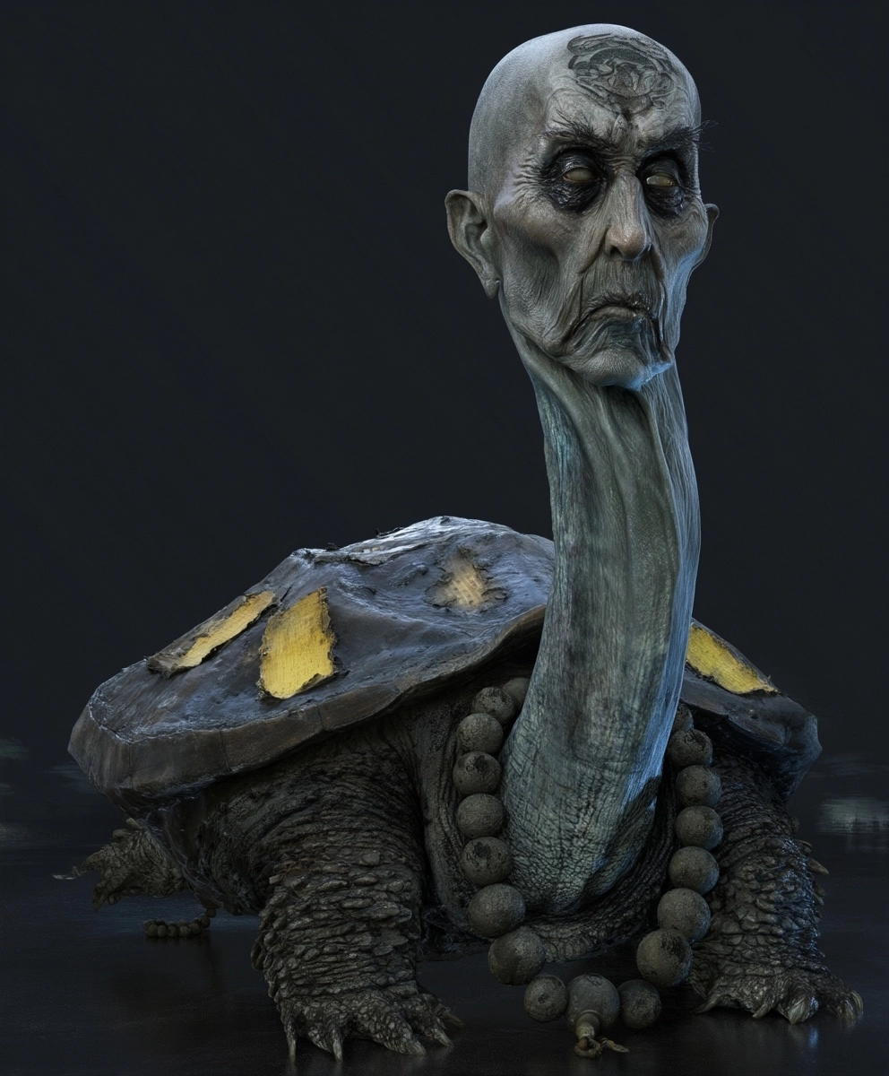 Millennial Turtle Monster with a Monk's Skull