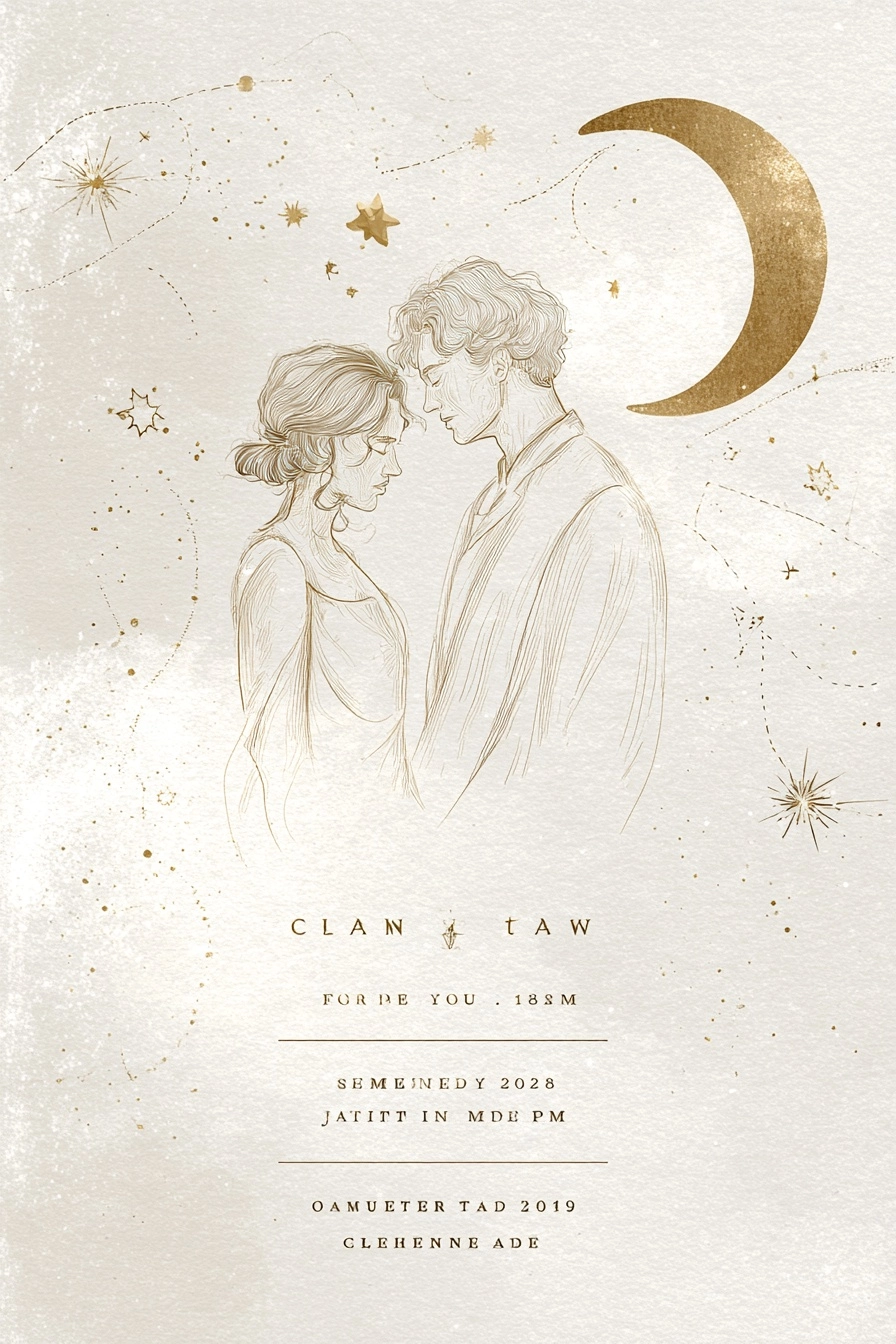 An Ethereal Celestial wedding invitation card design